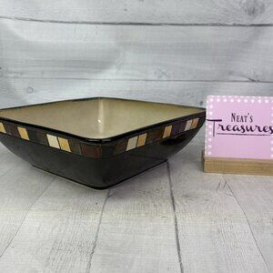 Home Trends MOSAIC TILE Multicolor Block Beige Square Stoneware 10" Serving Bowl